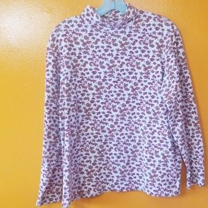 North Crest Red Leaf Pattern Long Sleeve Shirt